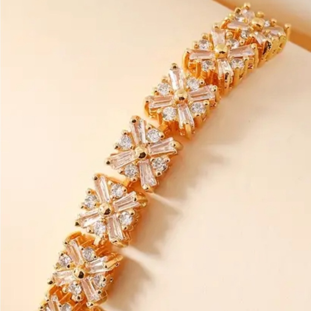 Elegant Adjustable Slider Bracelet With Sparkling Cubic zirconia 22K Gold Plated